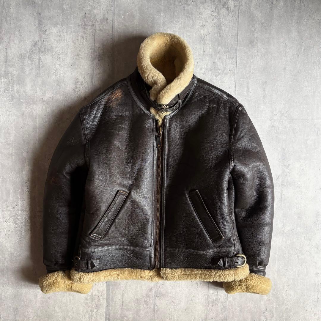 【90s vintage】B-3 フライトジャケット　リアルムートン　本革　短丈