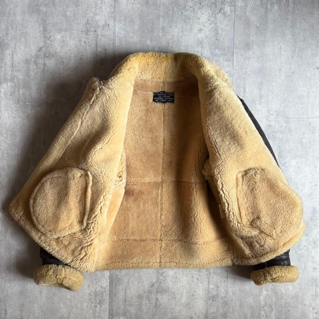 【90s vintage】B-3 フライトジャケット　リアルムートン　本革　短丈
