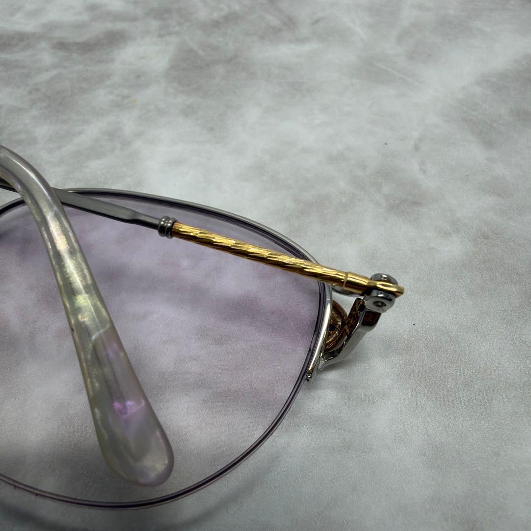 Paris miki パリミキ 18k 金 度付き眼鏡 ハーフリムメガネ 宝石付