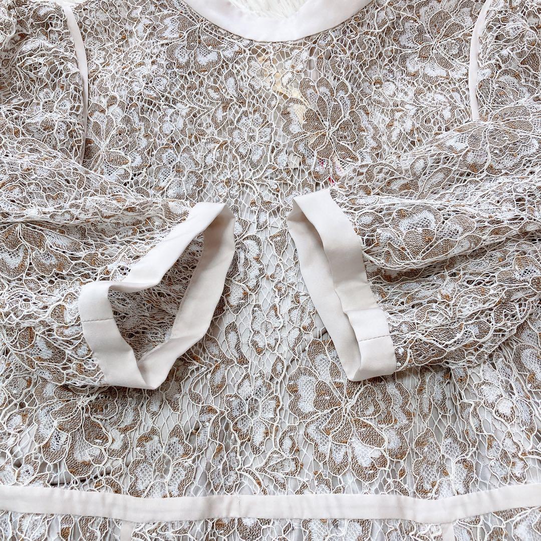 クリーニング済✨Mystradaシャンブレーレースマーメイドドレス ベージュ