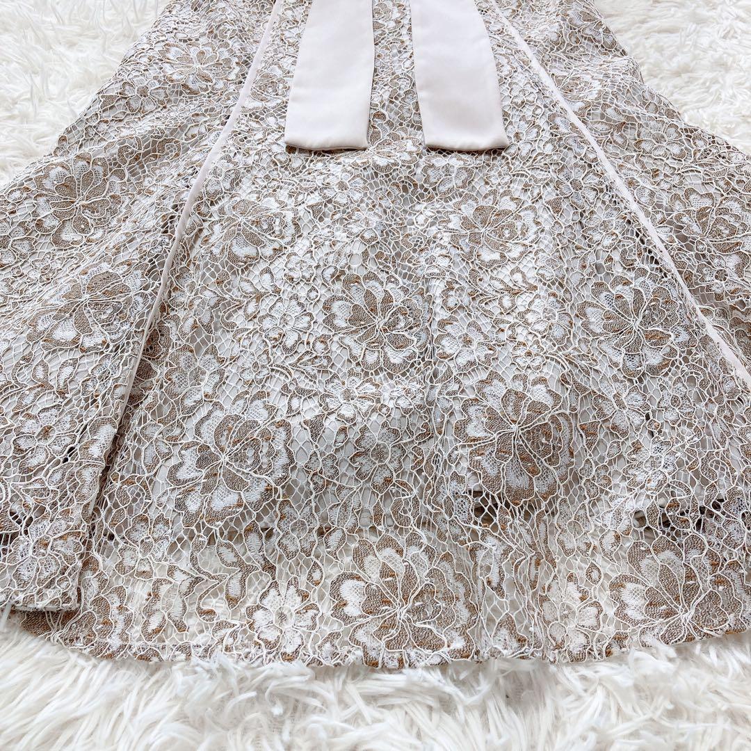 クリーニング済✨Mystradaシャンブレーレースマーメイドドレス ベージュ