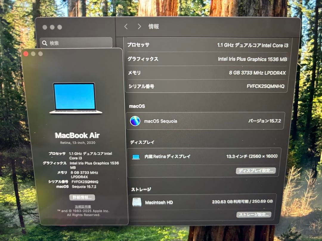 MacBook Air 2020 13インチ　A2179 Retina 256