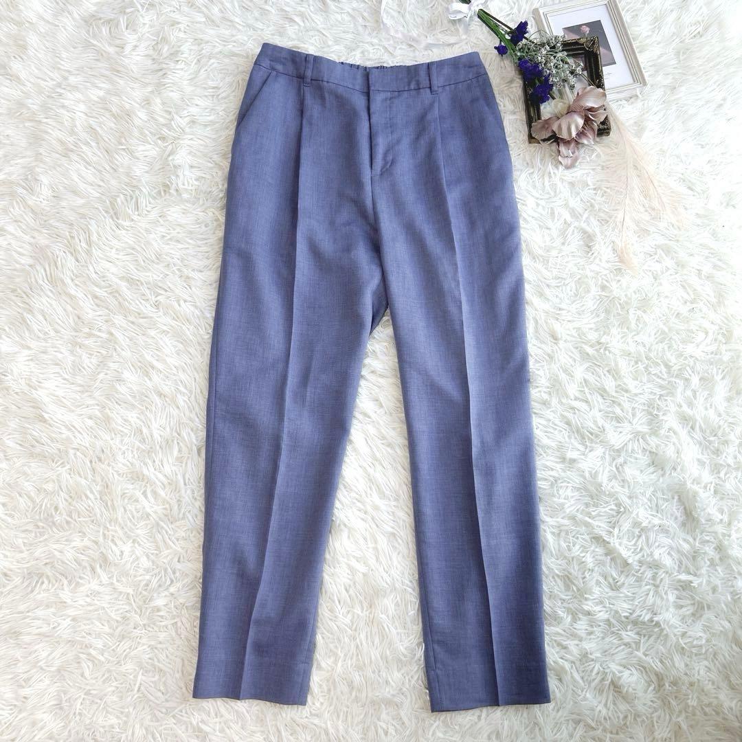 美品✨洗える☆インディヴィ　ノーカラー＆パンツセットアップ　38 M リネン