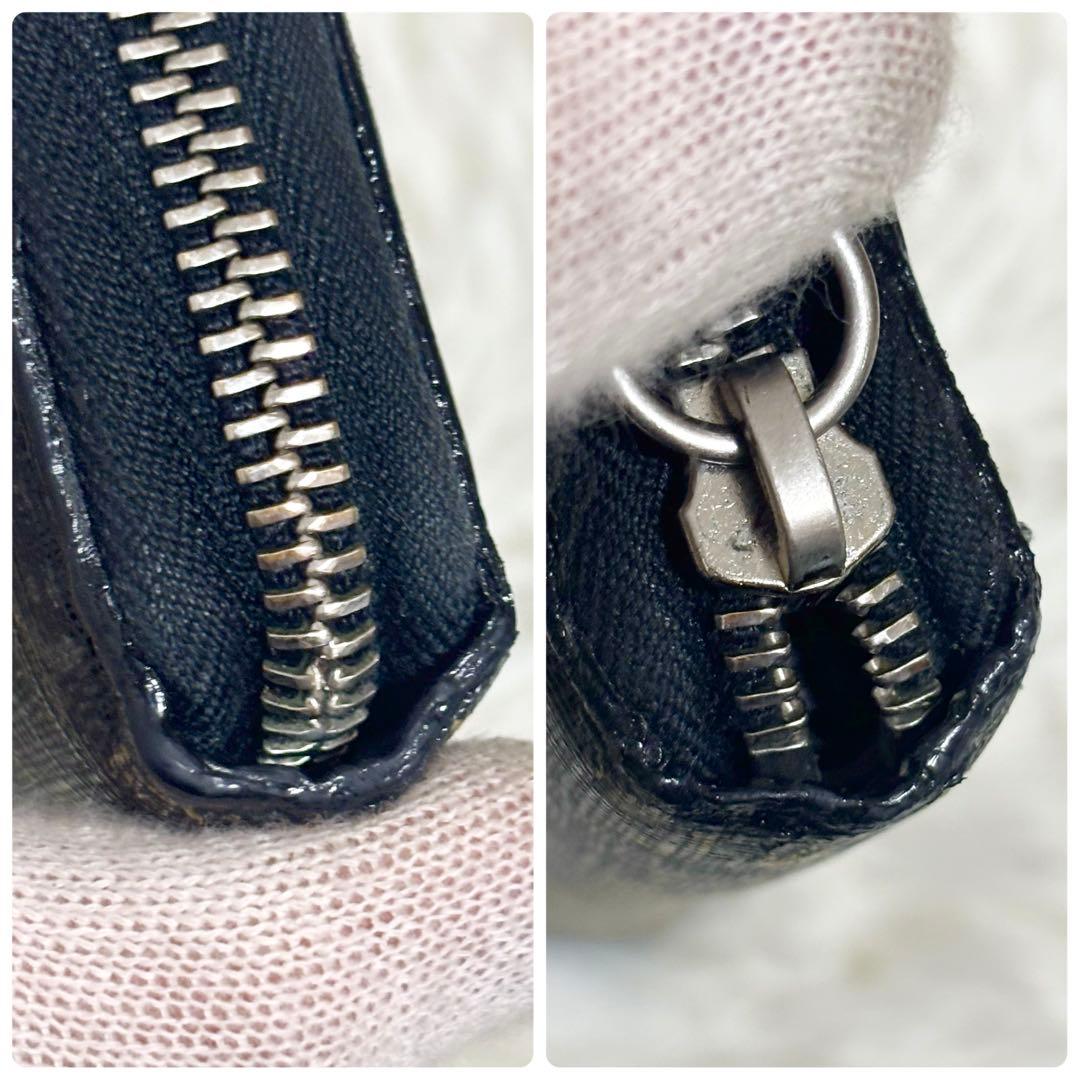 グッチ 長財布 タイガー 虎 PVC GGスプリーム ラウンドファスナー 黒