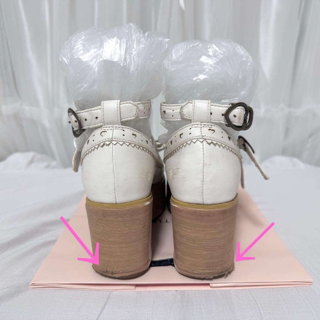 メタモルフォーゼ 木底風リボンシューズ ロリィタ ロリータ ゴスロリ 厚底