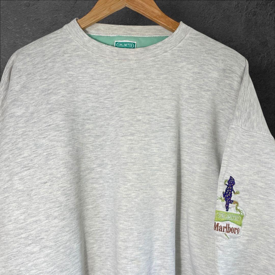 90s Marlboro UNLIMITED 雰囲気系リザード刺繍スウェット短丈