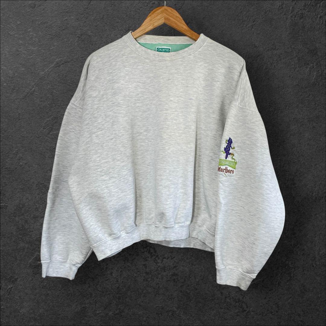 90s Marlboro UNLIMITED 雰囲気系リザード刺繍スウェット短丈