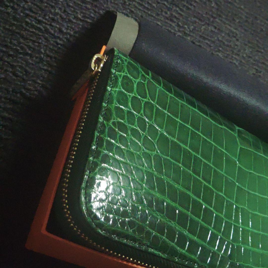 ナイルクロコダイル 財布 グリーン　定価107800円