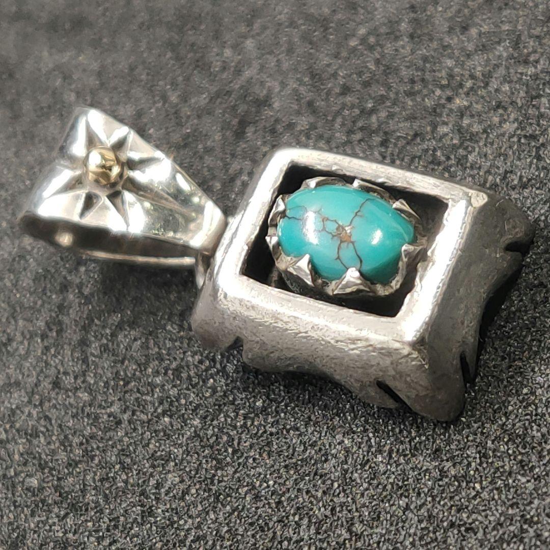 ビッグハンド シャドウボックス ペンダントトップ ターコイズSV925／K18