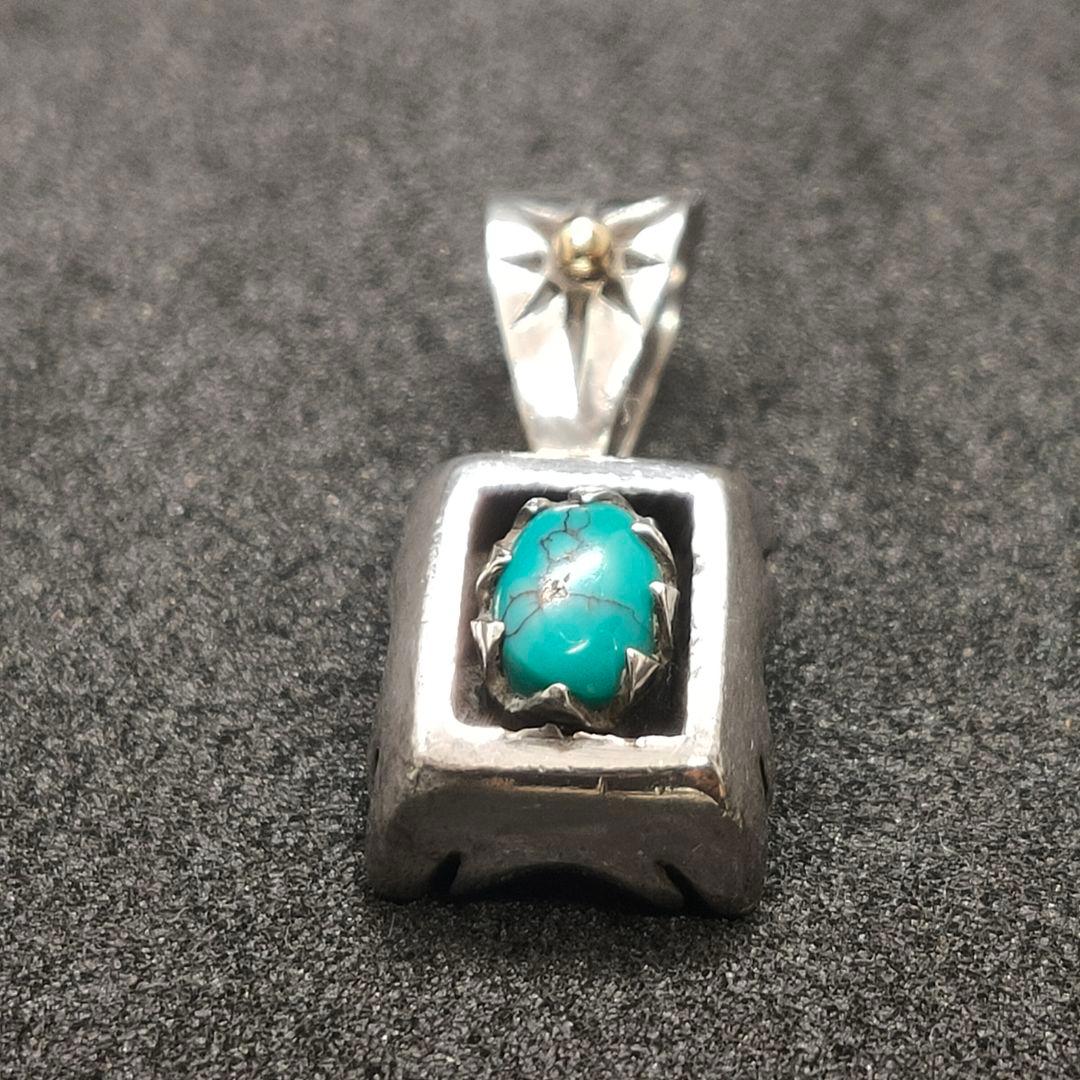 ビッグハンド シャドウボックス ペンダントトップ ターコイズSV925／K18