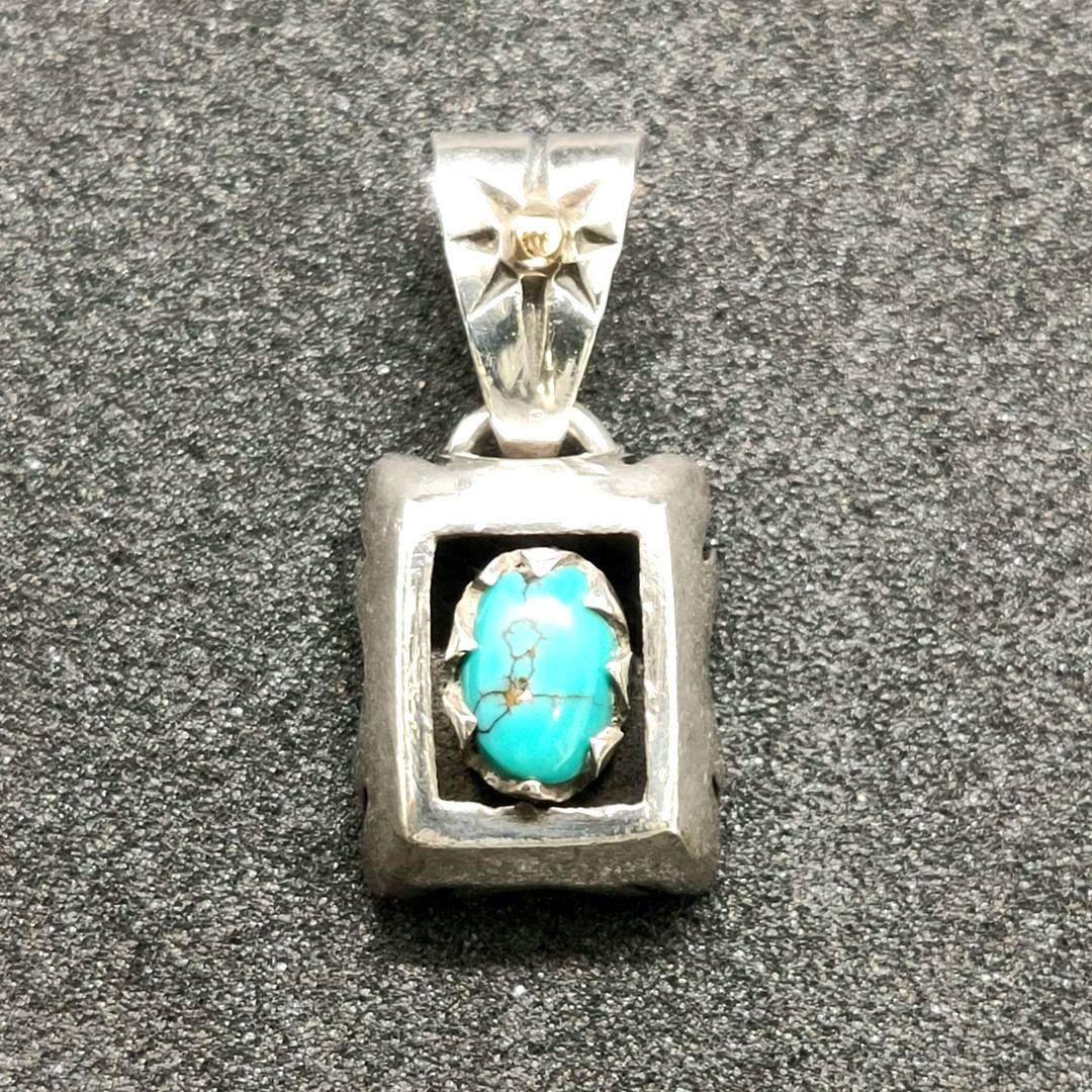 ビッグハンド シャドウボックス ペンダントトップ ターコイズSV925／K18