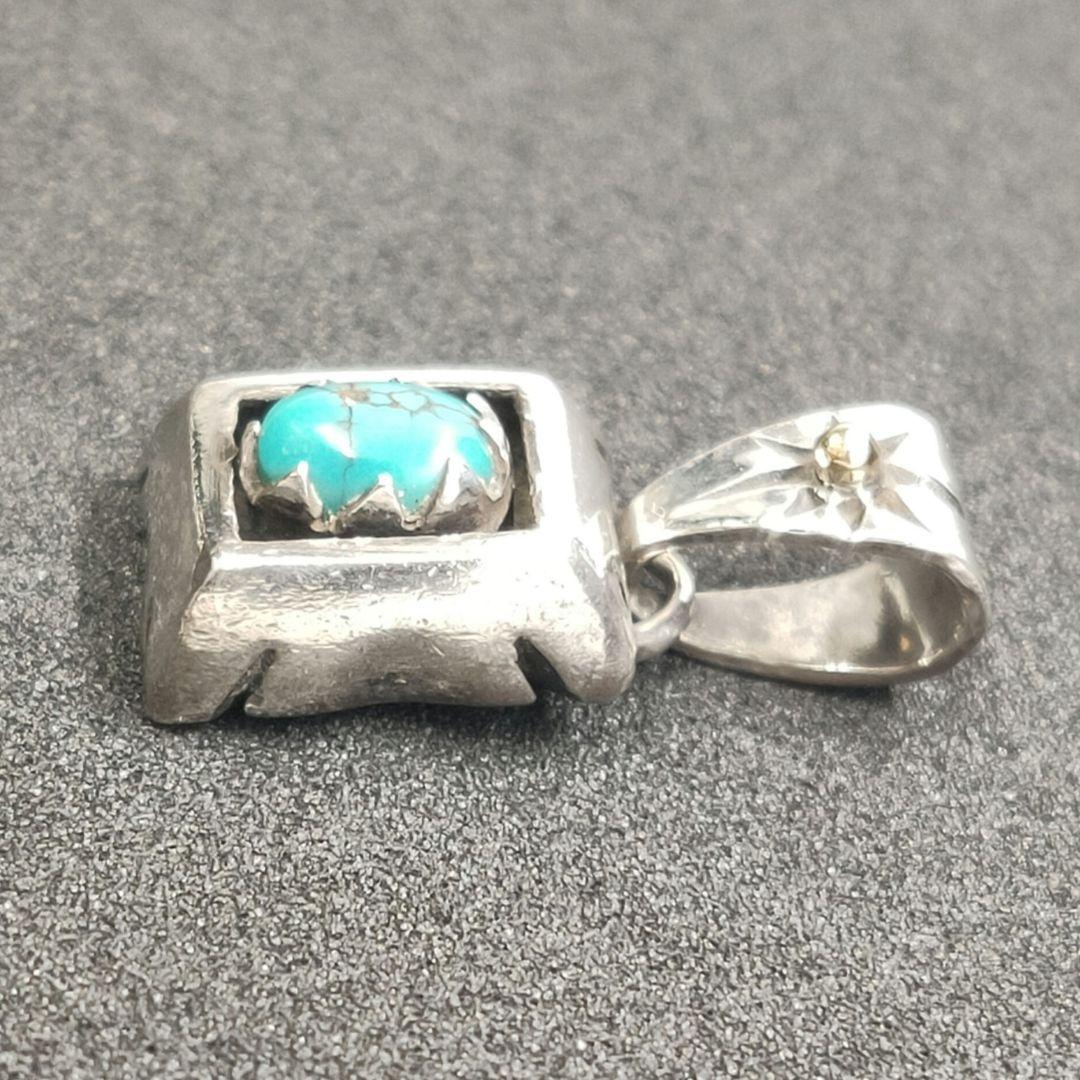 ビッグハンド シャドウボックス ペンダントトップ ターコイズSV925／K18