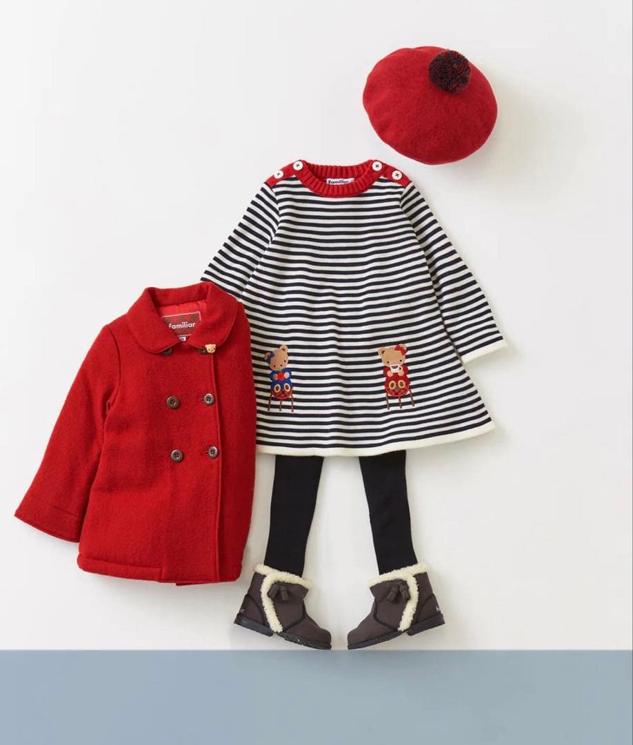 【お値下げ】ファミリア　ニットワンピ　90