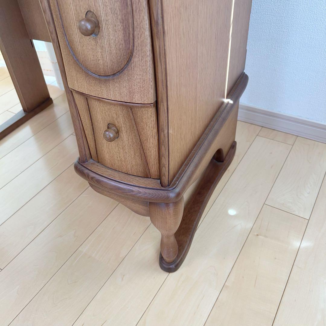 猫脚ドレッサー　高級　アンティーク　レトロランプ付　開き鏡　ヨーロピアンイタリア