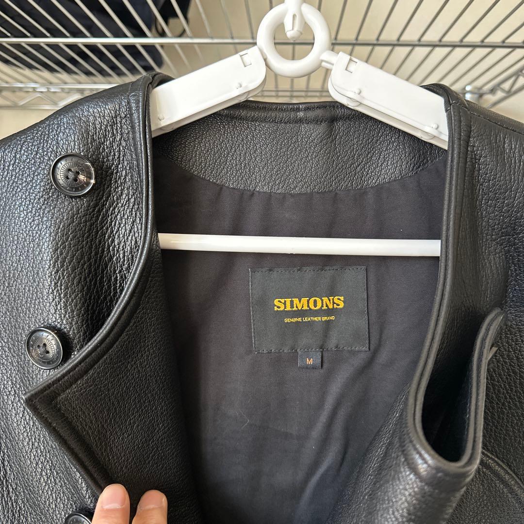 肉厚ゴートレザー製サンプルベスト／本水牛ボタン／REALSIMONS