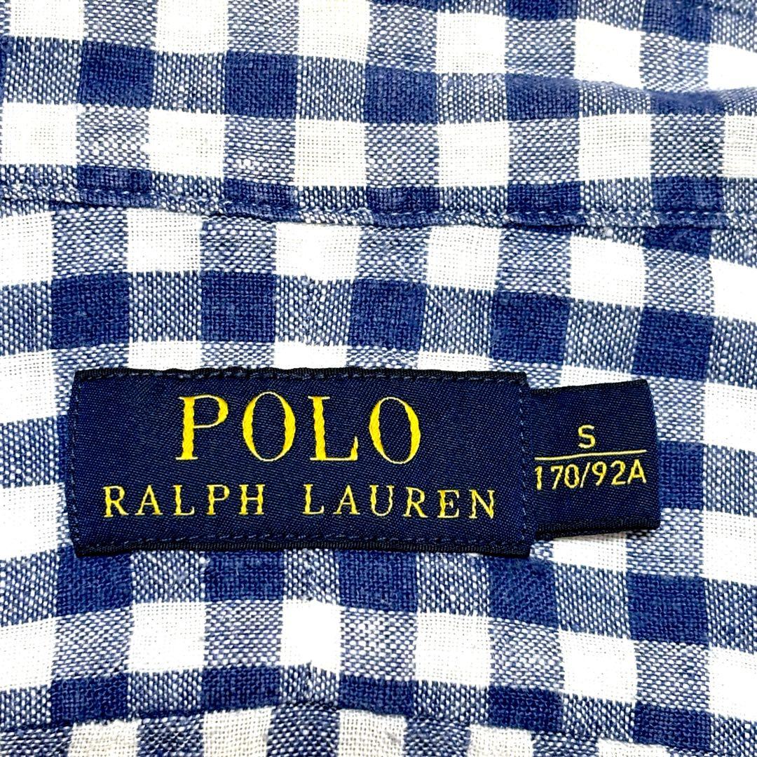 ‼️最高級‼️ リネン シャツ ギンガムチェック ラルフローレン S　NO2341