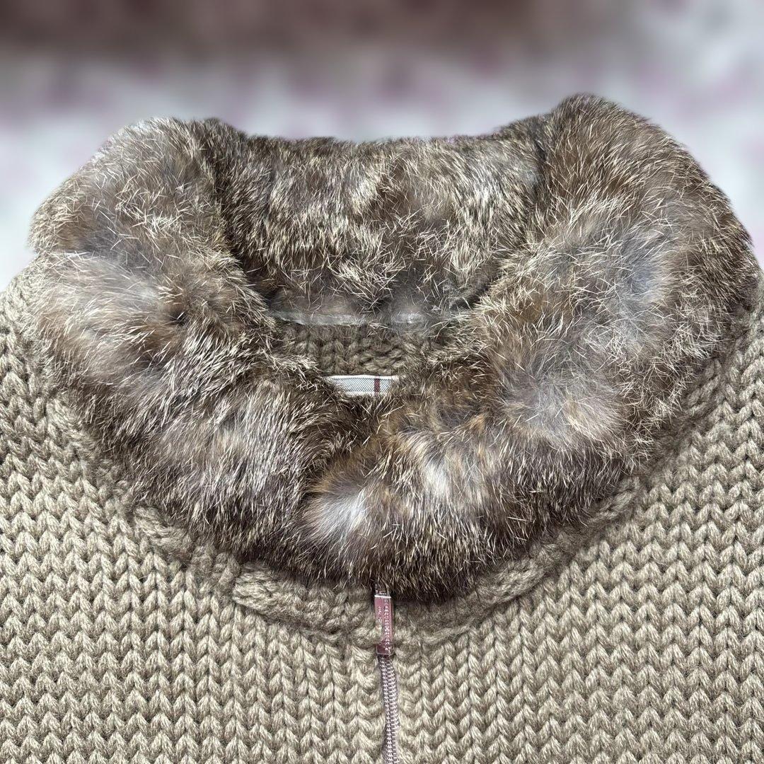 本日限定価格　バーバリーブラックレーベル　ニットブルゾンラビットファー付き