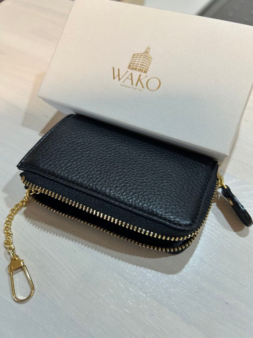 WAKO 銀座和光　ブラック 小銭入れ（キーチェーン付き）