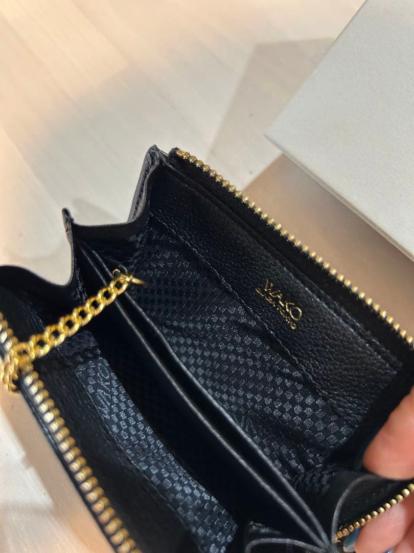 WAKO 銀座和光　ブラック 小銭入れ（キーチェーン付き）