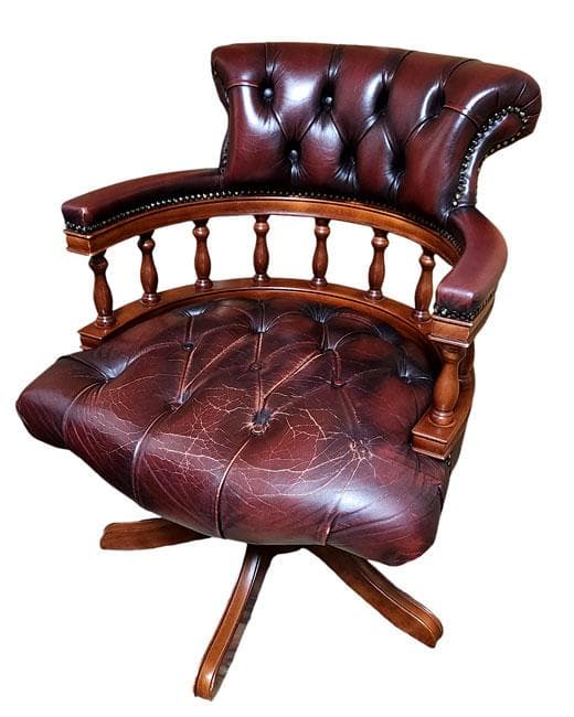 ★ドクターチェア キャプテンチェア アンティーク風 革張り 回転椅子