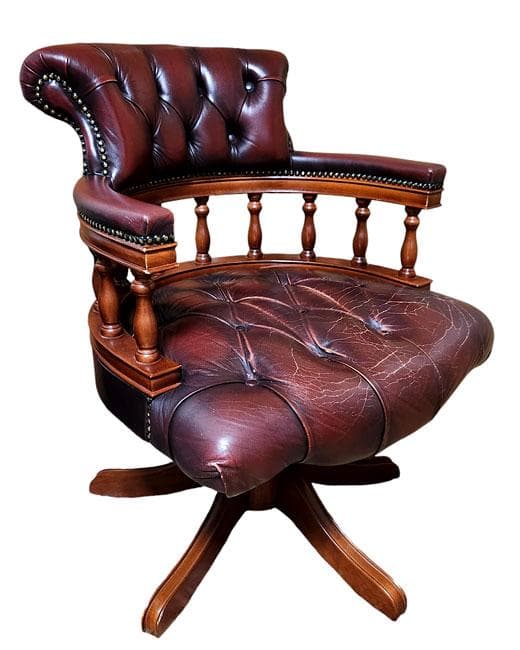 ★ドクターチェア キャプテンチェア アンティーク風 革張り 回転椅子