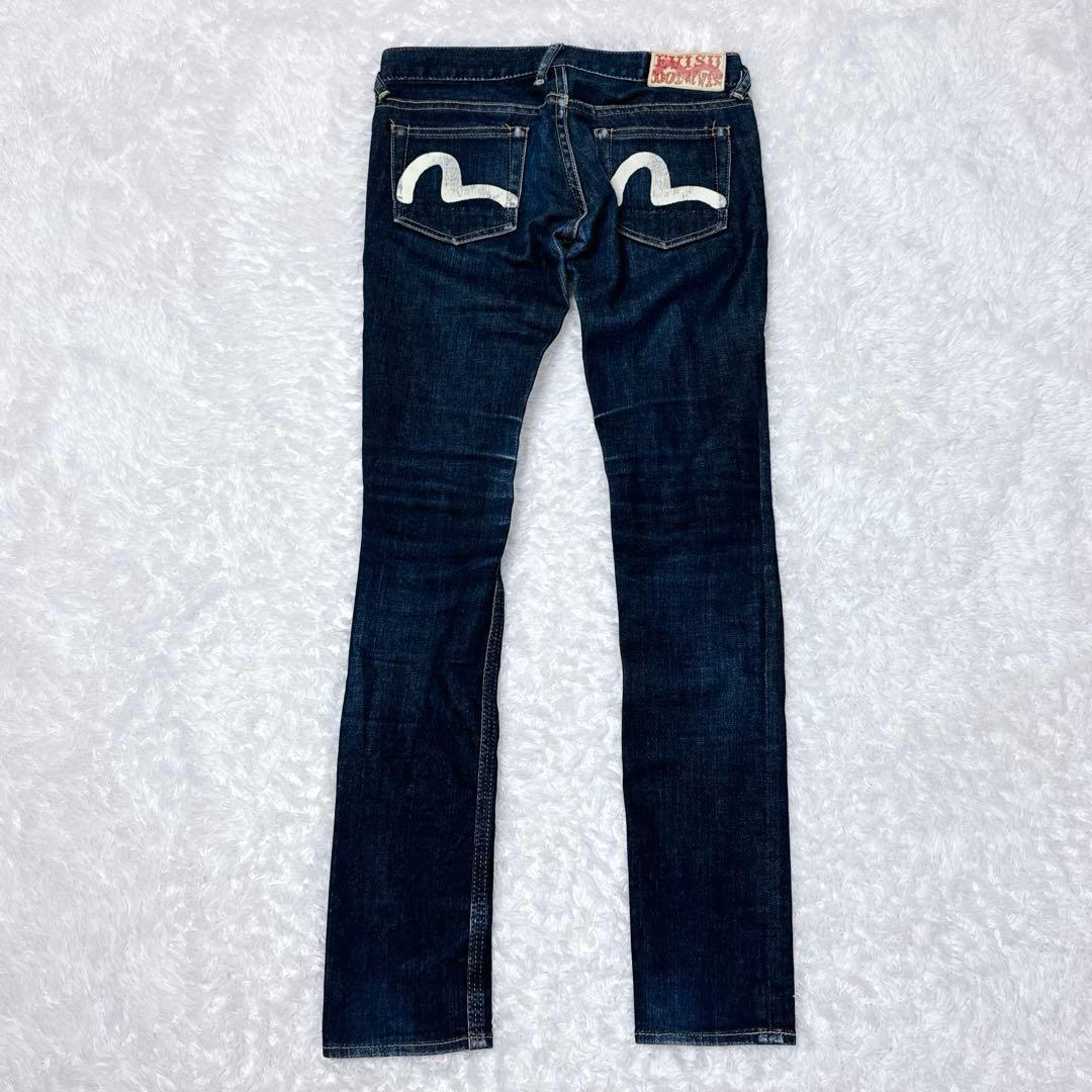 EVISU 初期 日本製 白カモメ スキニーデニム W26相当 濃紺