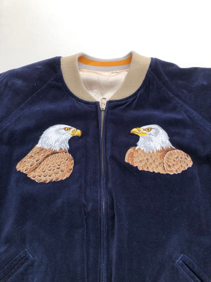 旧ドゥニーム　スカジャン 鷹刺繍 ネイビー