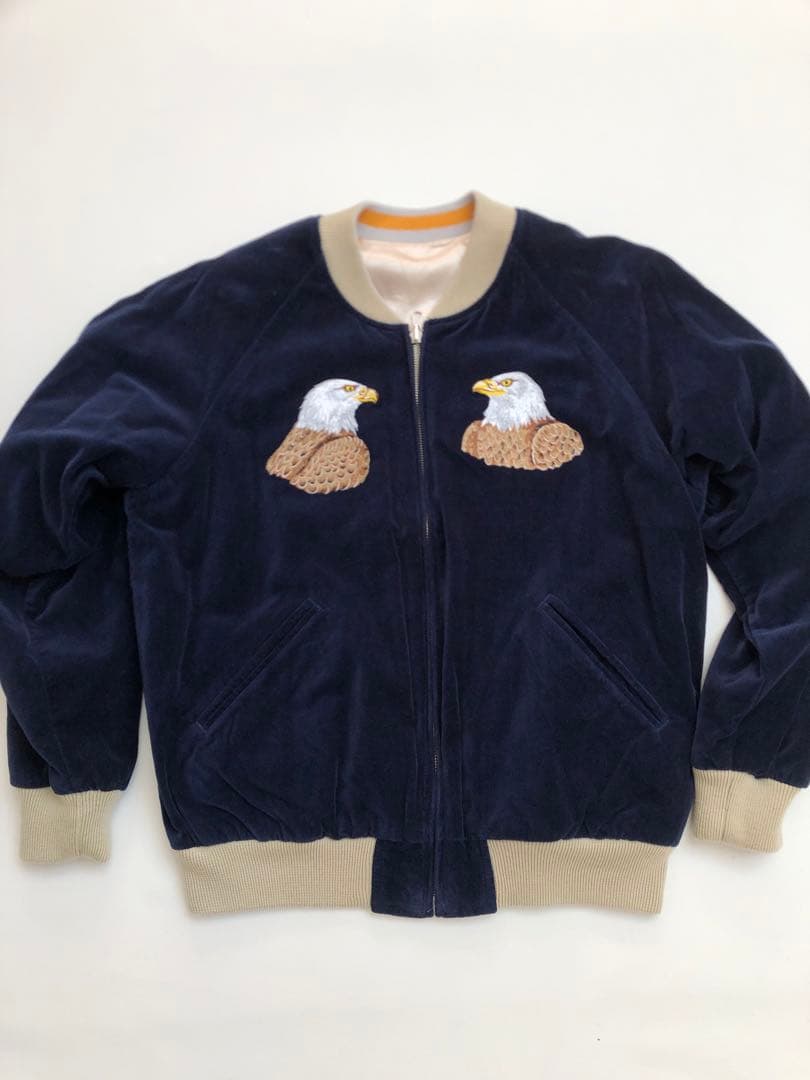 旧ドゥニーム　スカジャン 鷹刺繍 ネイビー