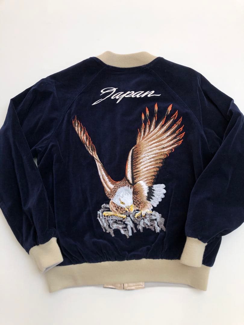 旧ドゥニーム　スカジャン 鷹刺繍 ネイビー