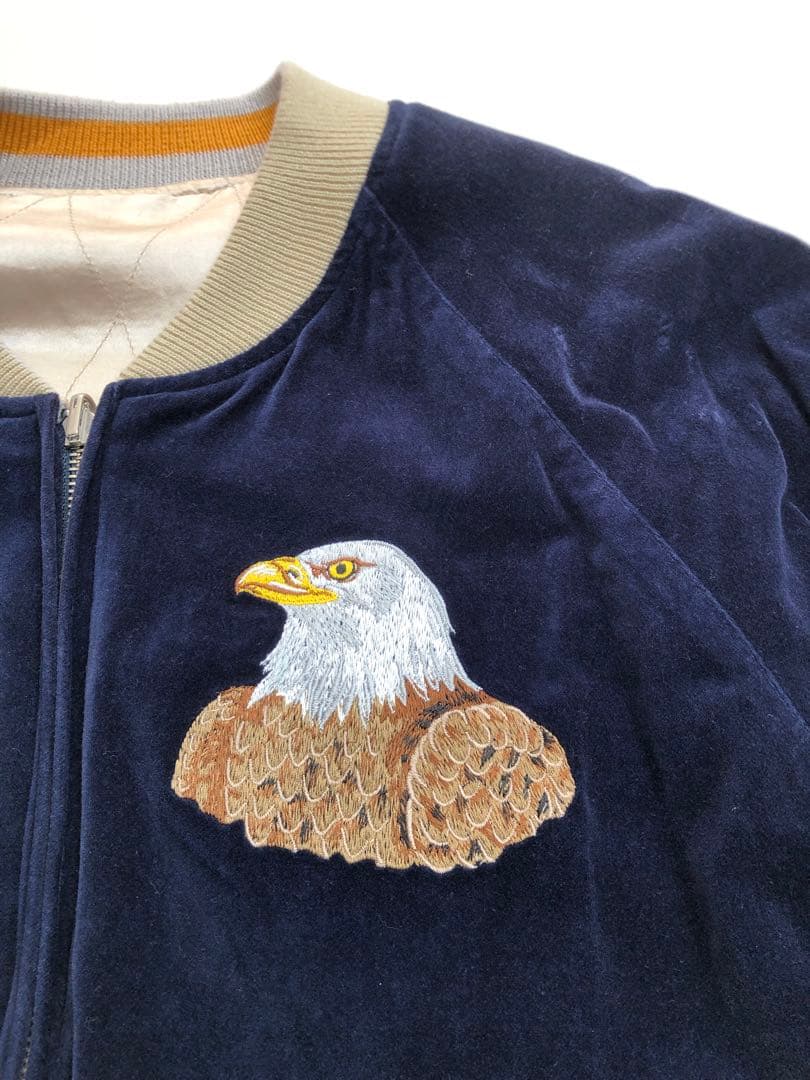 旧ドゥニーム　スカジャン 鷹刺繍 ネイビー