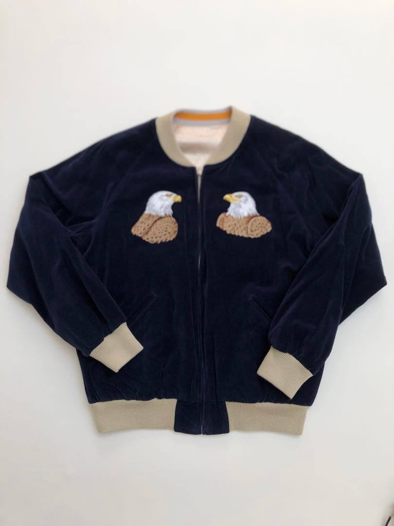 旧ドゥニーム　スカジャン 鷹刺繍 ネイビー