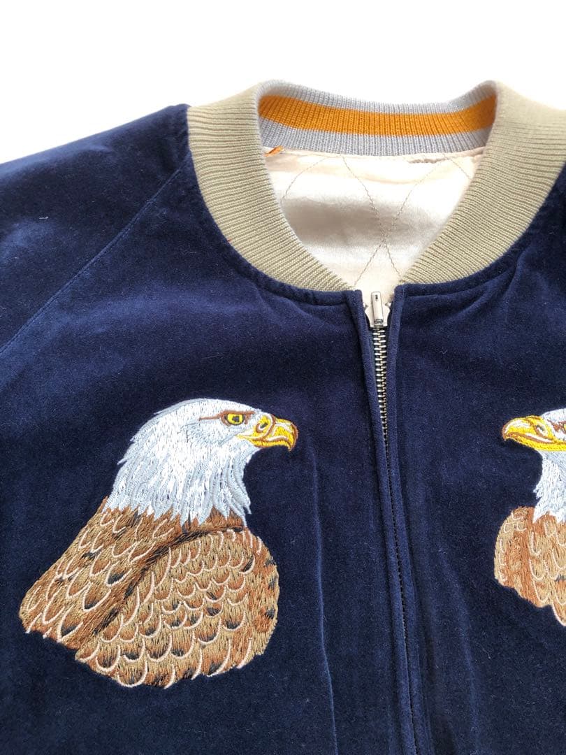 旧ドゥニーム　スカジャン 鷹刺繍 ネイビー