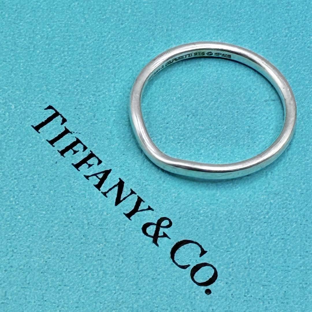 【大きいサイズ】ティファニー　16号　カーブド　バンド　リング　シルバー　美品