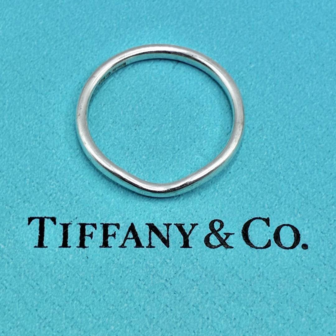 【大きいサイズ】ティファニー　16号　カーブド　バンド　リング　シルバー　美品