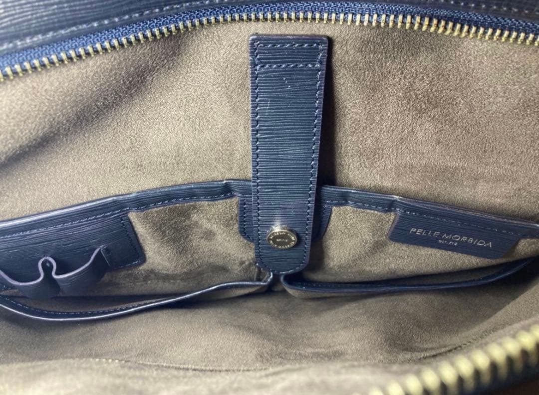 PELLE MORBIDA ブリーフケース キャピターノ 2室 ネイビー