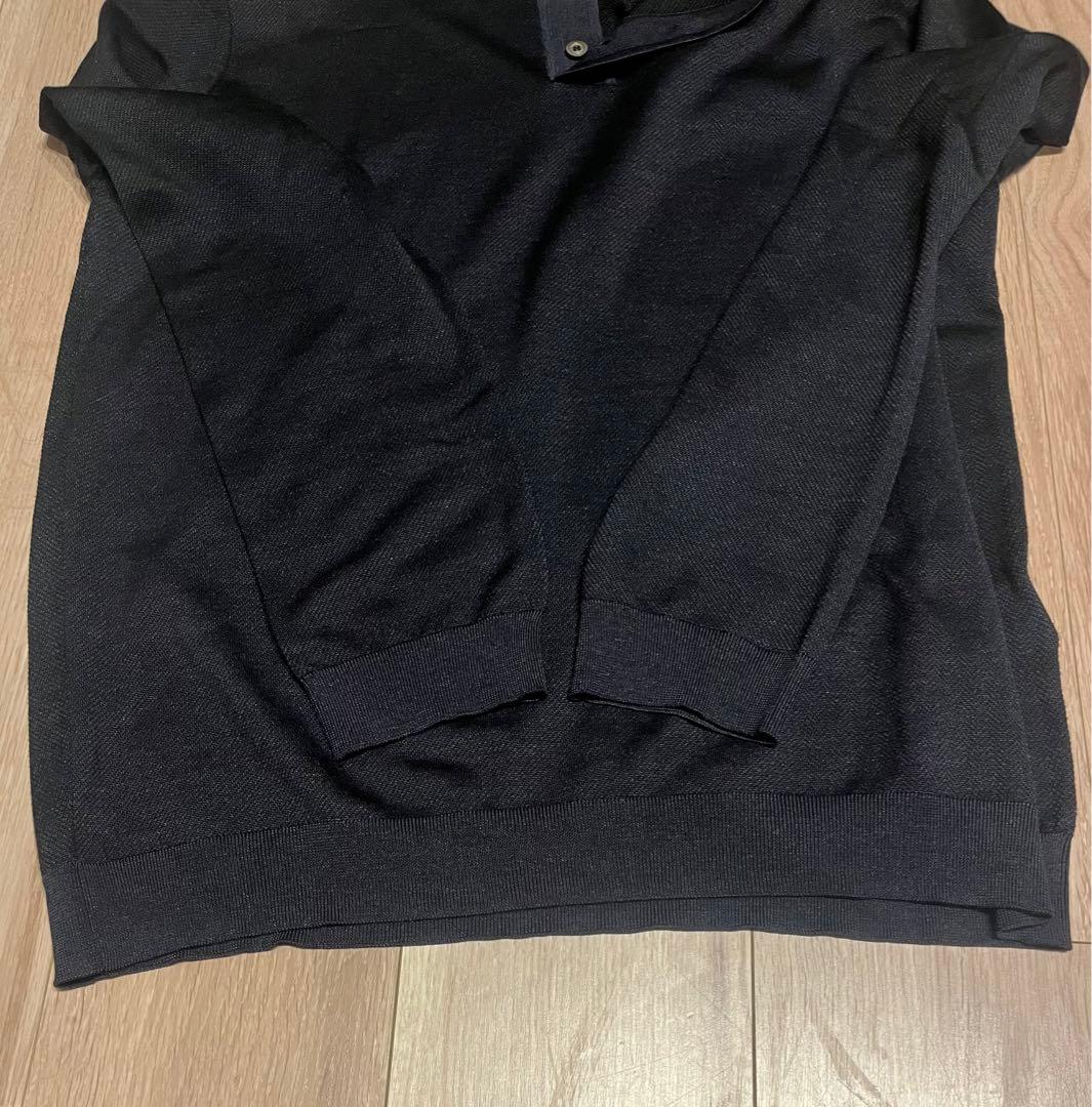 【SALE】Dunhill ダンヒル シルク100%ダークネイビー ポロシャツL