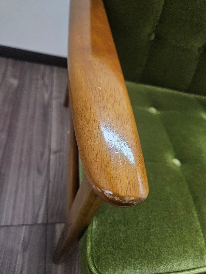 カリモク　kチェア2シータ－　モケットグリーン