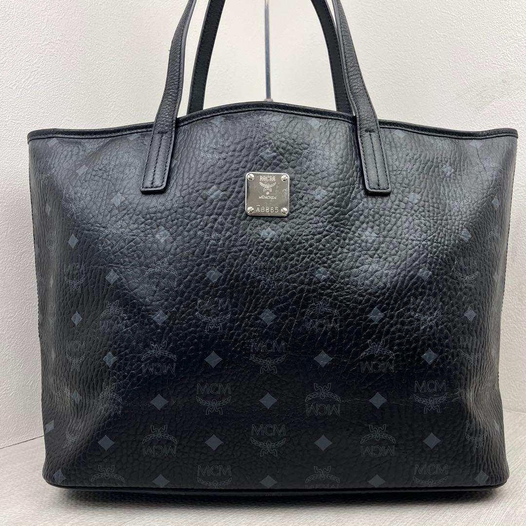 美品✨ MCM トートバッグ ヴィセトス モノグラム レザー ブラック A4◎