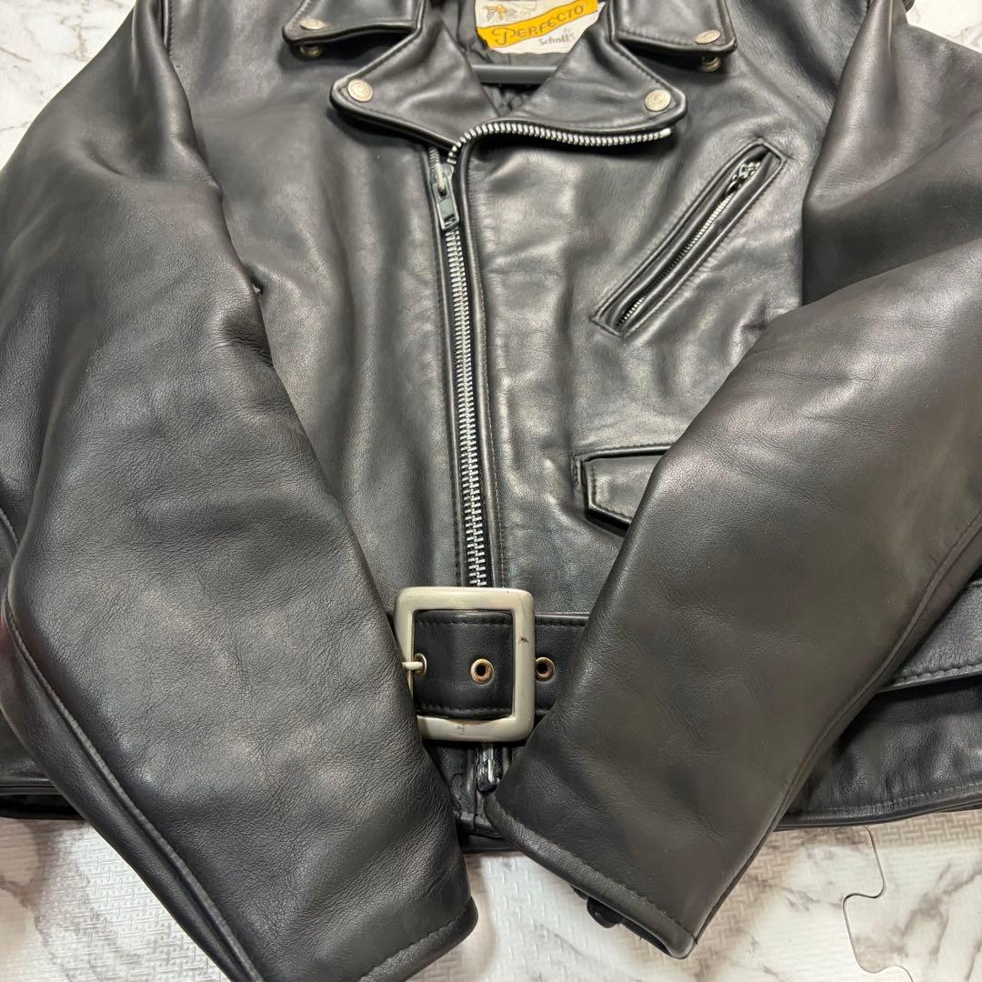 奇跡の42size✨schott ダブルライダース 618 黒 牛革 本革