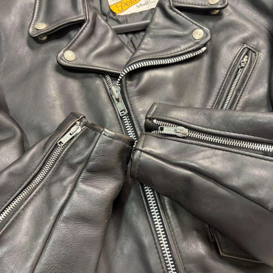 奇跡の42size✨schott ダブルライダース 618 黒 牛革 本革