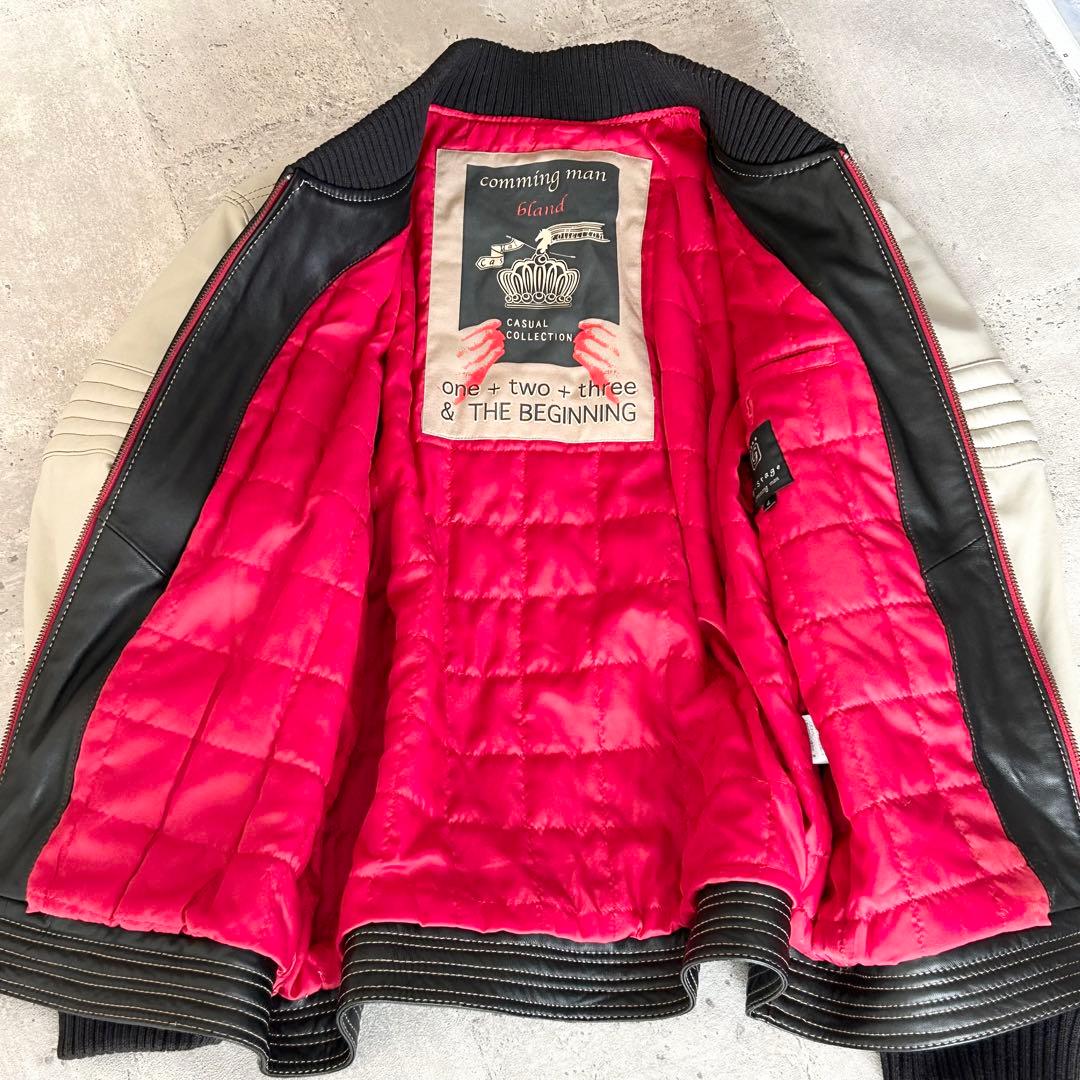 G-stage ライダースジャケット 革ジャン 羊革 ワッペン【L】