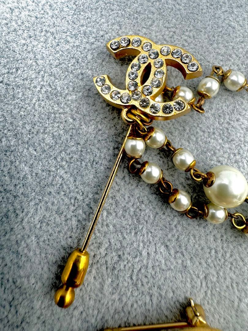 CHANEL シャネル チェーンブローチ ココマーク パール 01/P/GLD