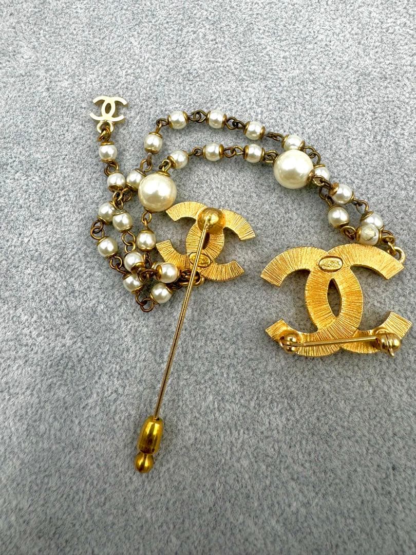 CHANEL シャネル チェーンブローチ ココマーク パール 01/P/GLD