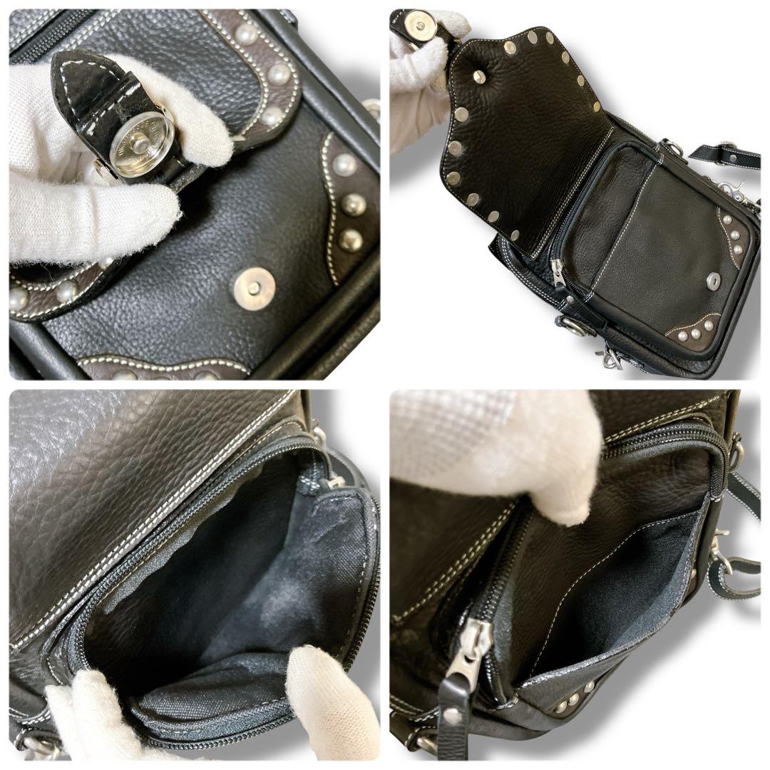 ワイルドハーツ 良品 3way y2k スタッズ 多収納 ボディバッグ ブラック