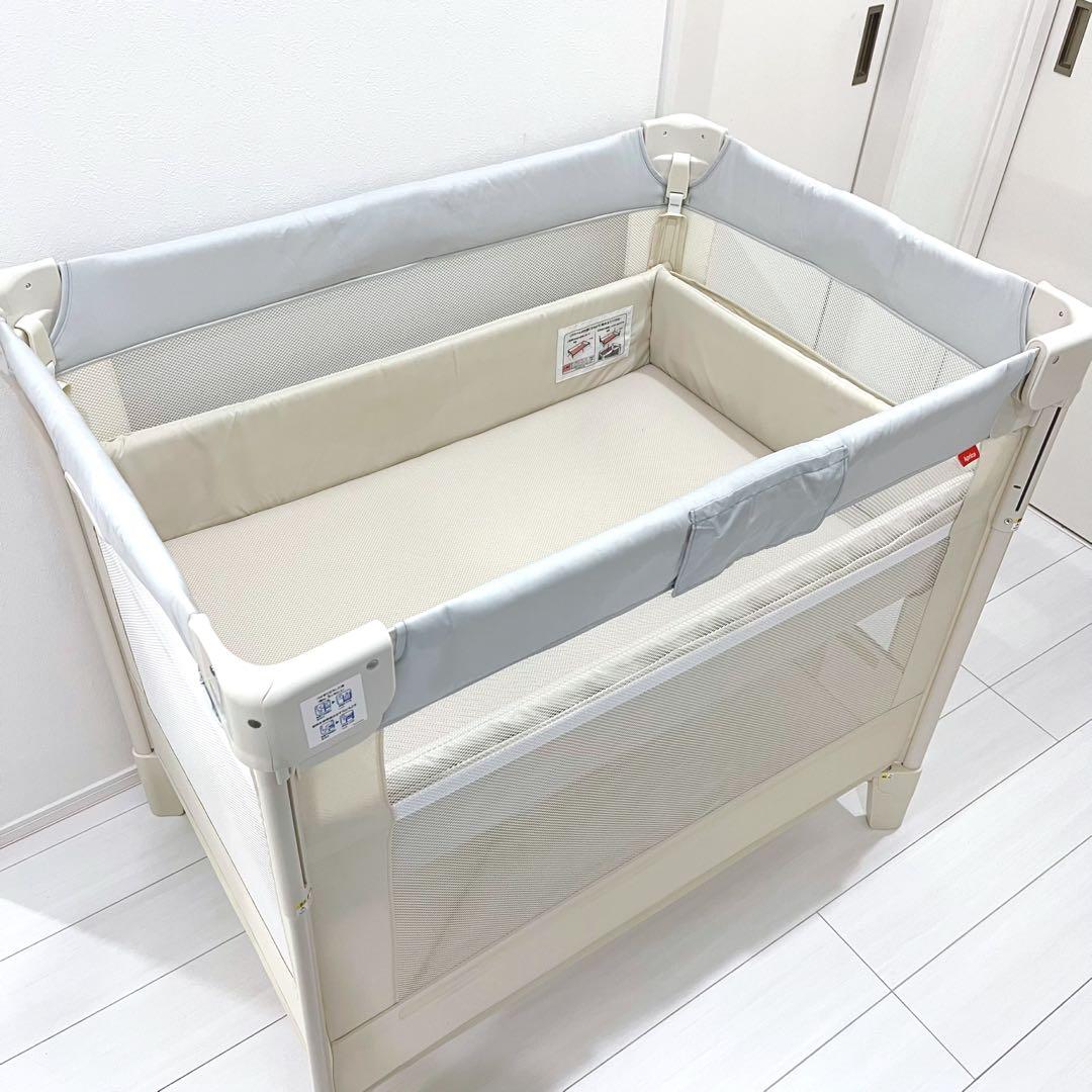 ★美品★ Aprica アップリカ ココネルエアー ベビーベッド ホワイトグレー