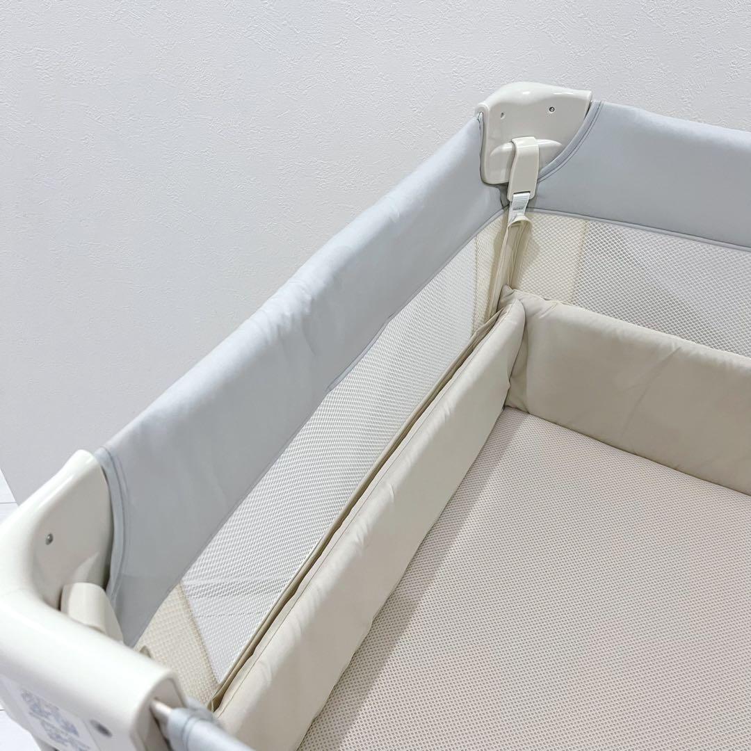 ★美品★ Aprica アップリカ ココネルエアー ベビーベッド ホワイトグレー