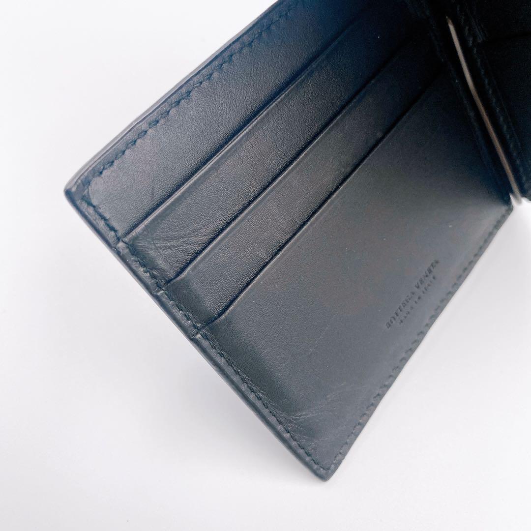 ボッテガ ヴェネタ イントレチャート 二つ折り財布 マネークリップ ブラック