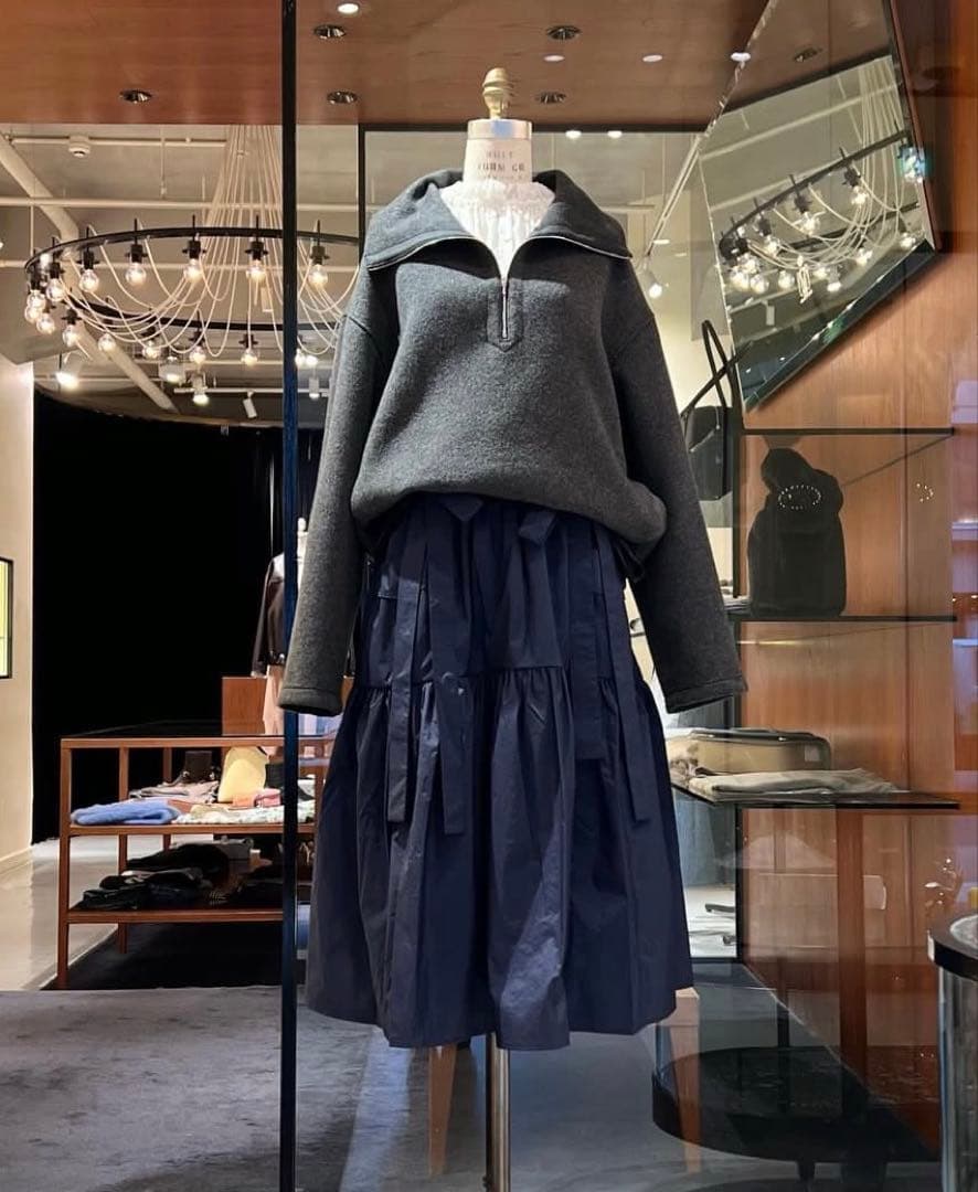 Drawer 2026リゾート カシミアハーフジップブルゾン36グレー