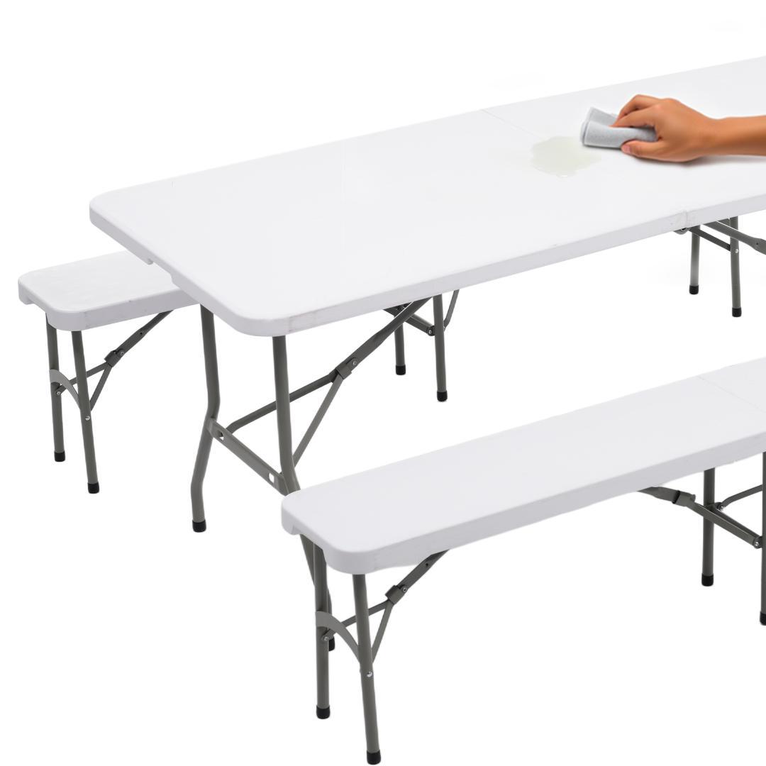 【幅183cm】ワークテーブル ガーデンテーブル 3点セット 屋外用