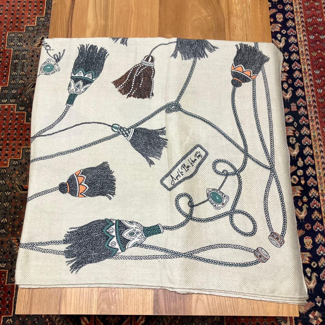 マニプリ大判ウール＆シルクストール、タッセル